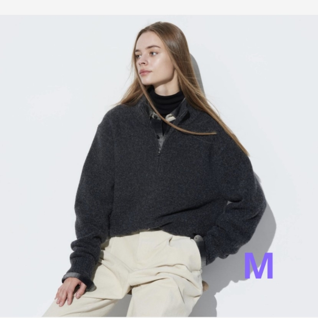 UNIQLO(ユニクロ)のユニクロ　スフレヤーンハーフジップセーター（長袖）　男女兼用　M レディースのトップス(ニット/セーター)の商品写真