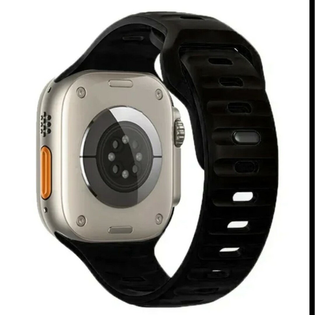 Apple Watch バンド ベルト ブラック 42/44/45/49mm メンズの時計(ラバーベルト)の商品写真