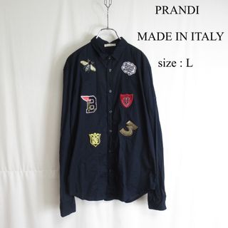 PRANDI パッチ モード デザイン ロングスリーブ シャツ イタリア製 L(シャツ)