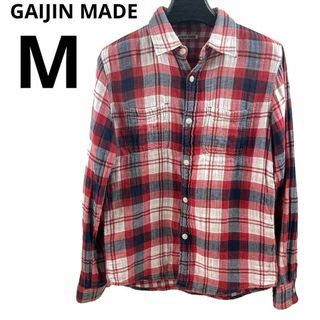 ガイジンメイド(GAIJIN MADE)のGAIJINMADE ガイジンメイド ガーゼチェックシャツ M 日本製 レッド(シャツ)