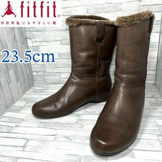 fitfit - フィットフィット fitfit インヒールボアハーフブーツ 黒