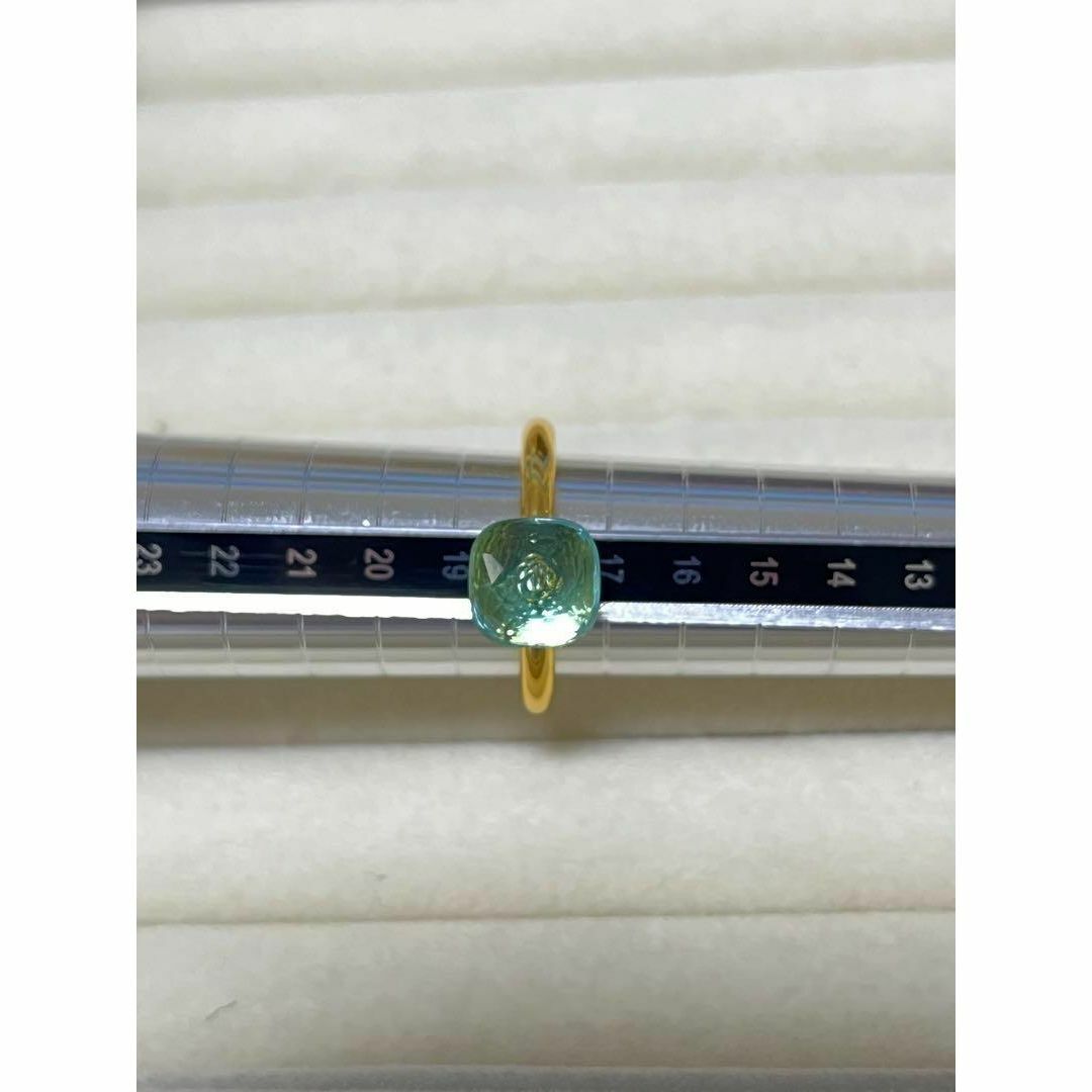 ブルー　ゴールド　ストーン　キャンディーリング指輪　ポメラート風　ヌードリング レディースのアクセサリー(リング(指輪))の商品写真