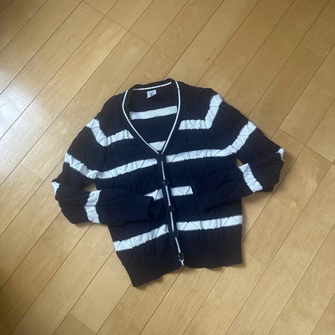 PETIT BATEAU(プチバトー)のプチバトー　長袖　ニット　ボーダーカーディガン　キッズ　110 105 100 キッズ/ベビー/マタニティのキッズ服女の子用(90cm~)(カーディガン)の商品写真