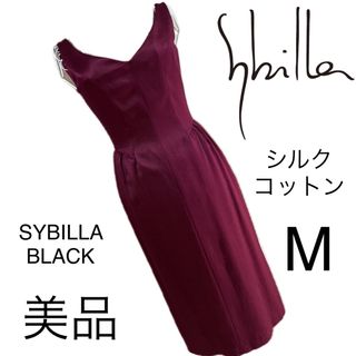 シビラ(Sybilla)の美品☆シビラ　ブラック☆☆ワンピースM ワインレッド(ひざ丈ワンピース)