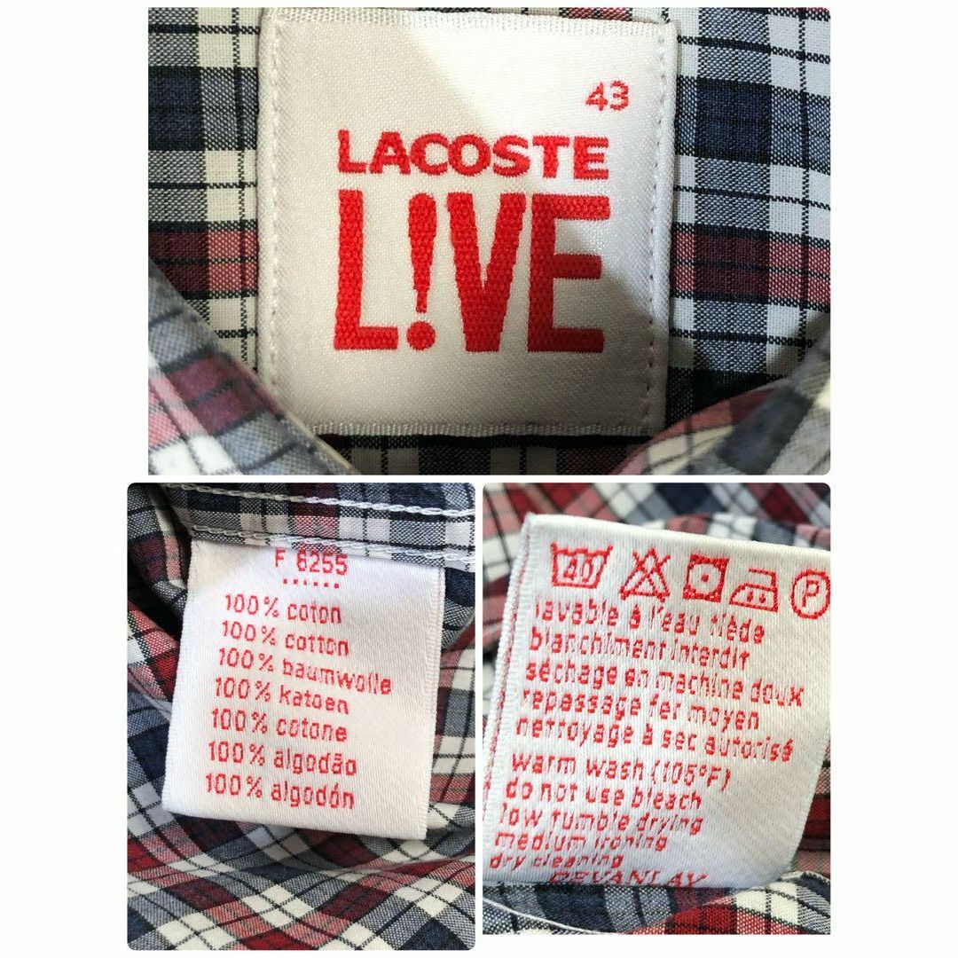 LACOSTE L!VE(ラコステライブ)のネクタイシャツ LACOSTE L!VE チェック 柄 ロゴ ワニ ユニセックス メンズのトップス(シャツ)の商品写真