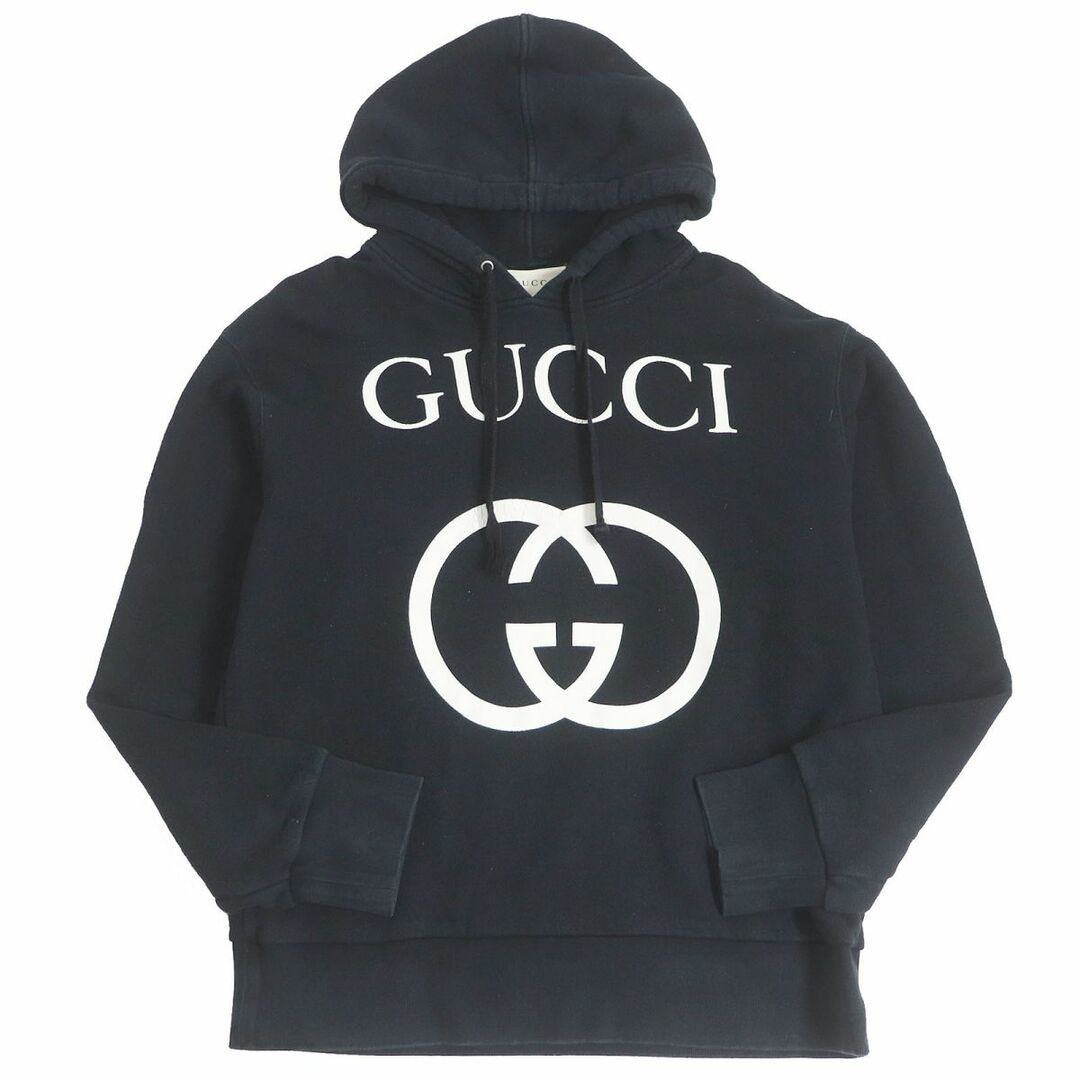 Gucci(グッチ)の【ドンドン見直し】良品□GUCCI/グッチ 475374 インターロッキングG プルオーバー ロゴスウェットパーカー/フーディー M 黒 伊製 正規品 メンズのトップス(パーカー)の商品写真