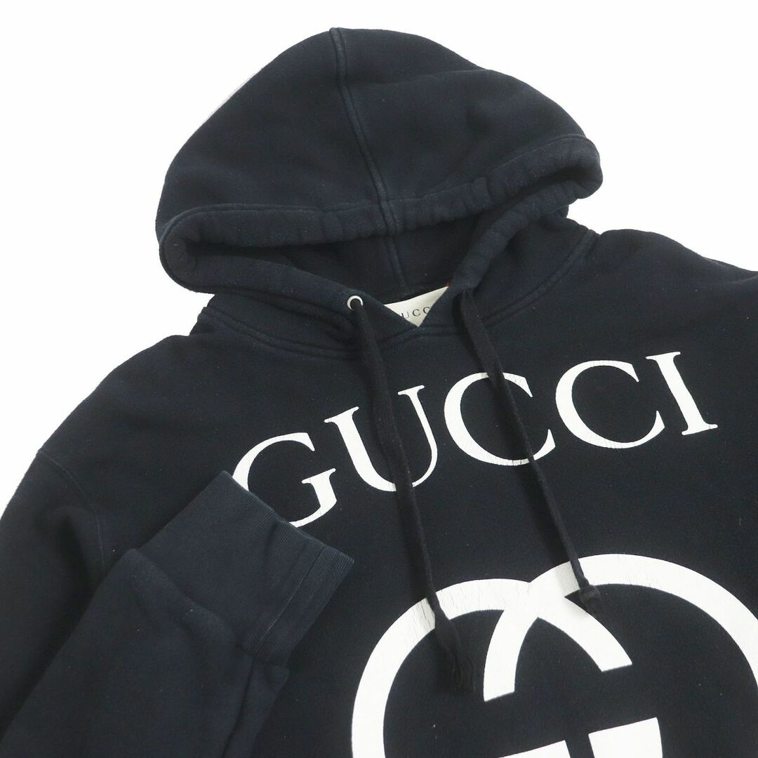 Gucci(グッチ)の【ドンドン見直し】良品□GUCCI/グッチ 475374 インターロッキングG プルオーバー ロゴスウェットパーカー/フーディー M 黒 伊製 正規品 メンズのトップス(パーカー)の商品写真