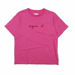 アニエスベー(agnes b.)のアニエスベー agnes b. Tシャツ カットソー ロゴ プリント ピンク 2(Tシャツ(半袖/袖なし))