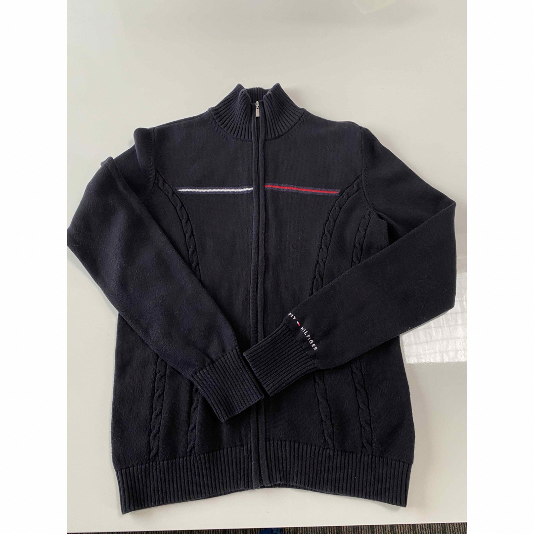 TOMMY HILFIGER(トミーヒルフィガー)のTOMMY HILFIGER ジップアップニット黒カーディガン レディースのトップス(カーディガン)の商品写真