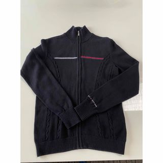 トミーヒルフィガー(TOMMY HILFIGER)のTOMMY HILFIGER ジップアップニット黒カーディガン(カーディガン)