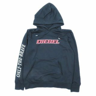 ディーゼル(DIESEL)のディーゼル DIESEL ロゴプリント スウェットパーカー フーディ 黒 XL(パーカー)