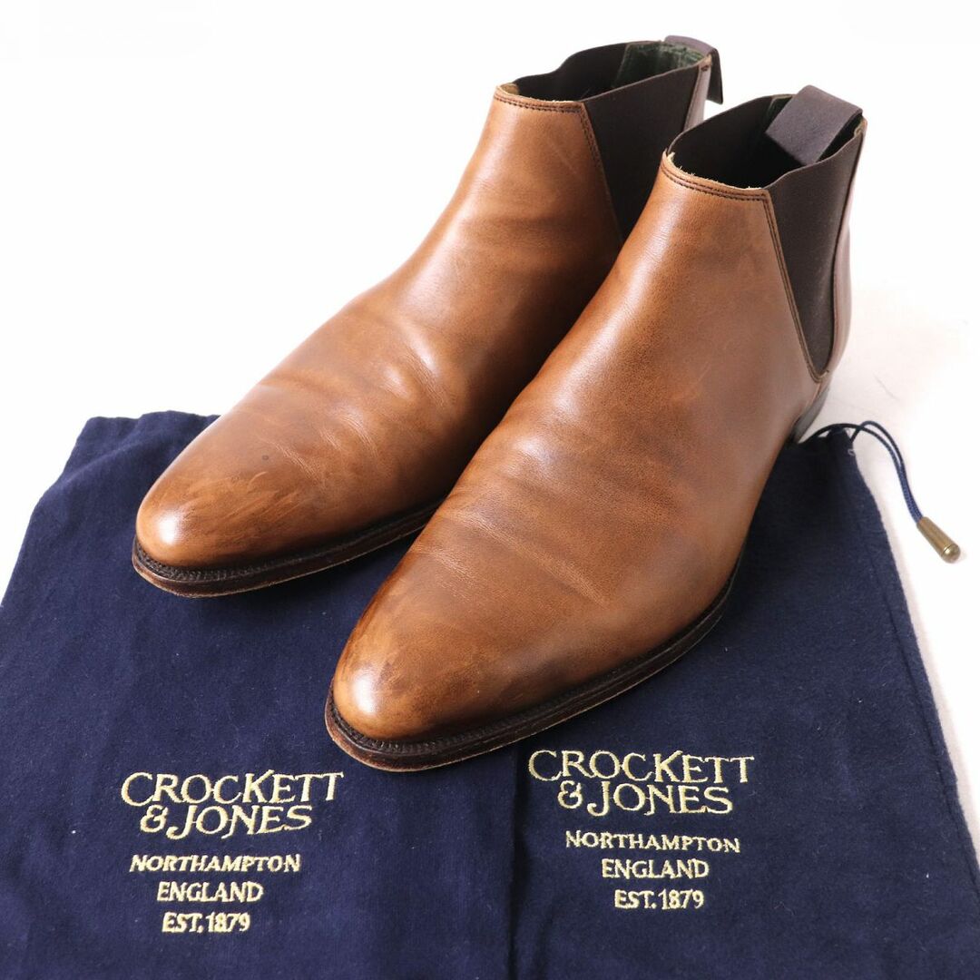 Crockett&Jones(クロケットアンドジョーンズ)の良品△Crockett＆Jones クロケット＆ジョーンズ CHELSEA チェルシー サイドゴア レザーショートブーツ ブラウン 7 メンズ イングランド製 メンズの靴/シューズ(ブーツ)の商品写真