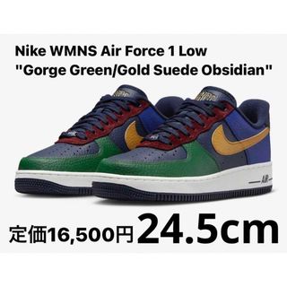 ナイキ(NIKE)のナイキ エアフォース1 ロー ゴージグリーン/ゴールドスウェード オブシディアン(スニーカー)