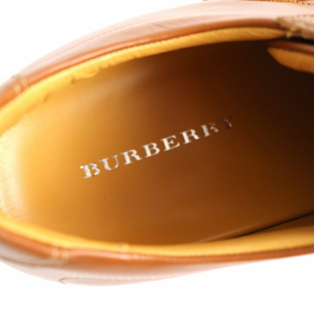 BURBERRY(バーバリー)の未使用品▼BURBERRY バーバリー BU1340 エンボスチェック柄使い レザースニーカー キャメル 24 1/2 EEE メンズ 箱・タグ付き メンズの靴/シューズ(スニーカー)の商品写真