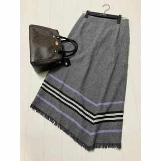 バーバリー(BURBERRY)の美品　バーバリー　ロンドン　ニット　スカート　グレー(ロングスカート)