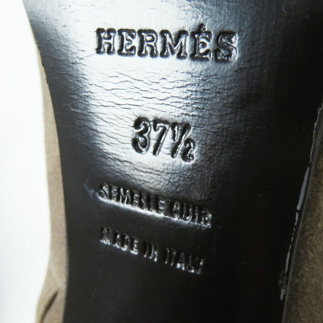 Hermes(エルメス)の美品◎伊製 HERMES エルメス レディース ZIP サックアデペッシュ金具 美脚 スウェードレザー ショートブーツ モカ系×シルバー金具 37 1／2 レディースの靴/シューズ(ブーツ)の商品写真