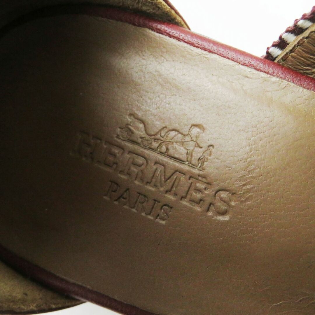 Hermes(エルメス)の極美品スペイン製◎18年 HERMES エルメス ローマ レザー ファブリック エスパドリーユ ウェッジサンダル  マルチカラー 35 箱付き レディースの靴/シューズ(サンダル)の商品写真