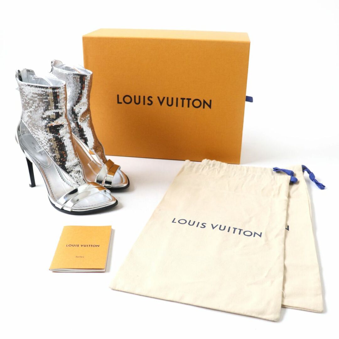 LOUIS VUITTON(ルイヴィトン)の美品◎イタリア製 LOUIS VUITTON ルイヴィトン レディース スパンコール スクエアトゥ サンダル シルバー 35 1／2 箱・保管袋付き　m12-st30210-181 レディースの靴/シューズ(サンダル)の商品写真