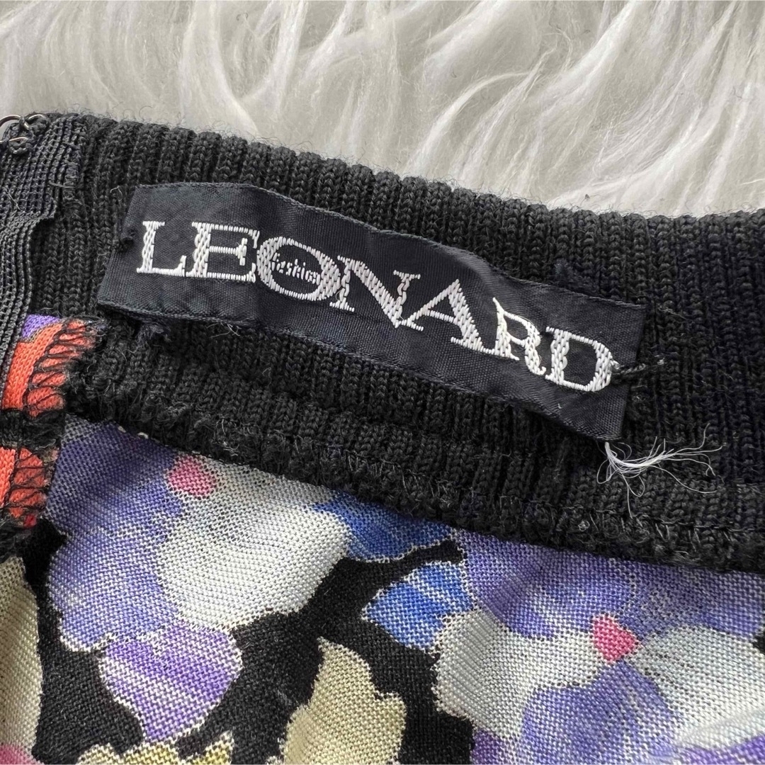 LEONARD(レオナール)の極上✨ レオナール ファッション 花柄総柄 シルク混 ワンピース レディース L レディースのワンピース(ロングワンピース/マキシワンピース)の商品写真