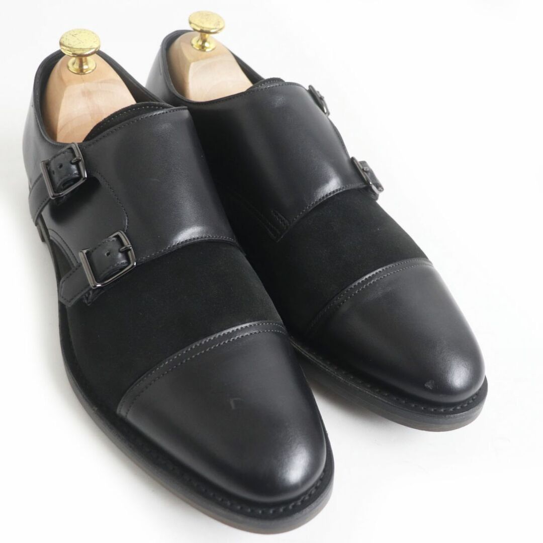 JOHN LOBB(ジョンロブ)の美品□JOHN LOBB/ジョンロブ WILLIAM ダブルモンクストラップ スウェード レザー 切替デザイン ドレスシューズ ブラック 8E イングランド製 メンズの靴/シューズ(ドレス/ビジネス)の商品写真