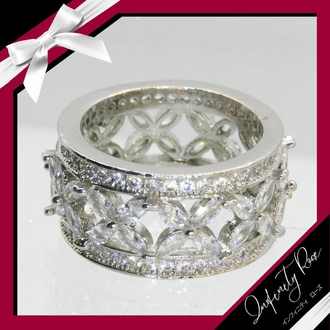 （1006）17号　シルバー豪華無数のフラワーワイドリング高品質　指輪 レディースのアクセサリー(リング(指輪))の商品写真