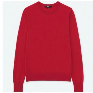 ユニクロ(UNIQLO)のエクストラファインメリノクルーネックセー ター　L  RED(ニット/セーター)