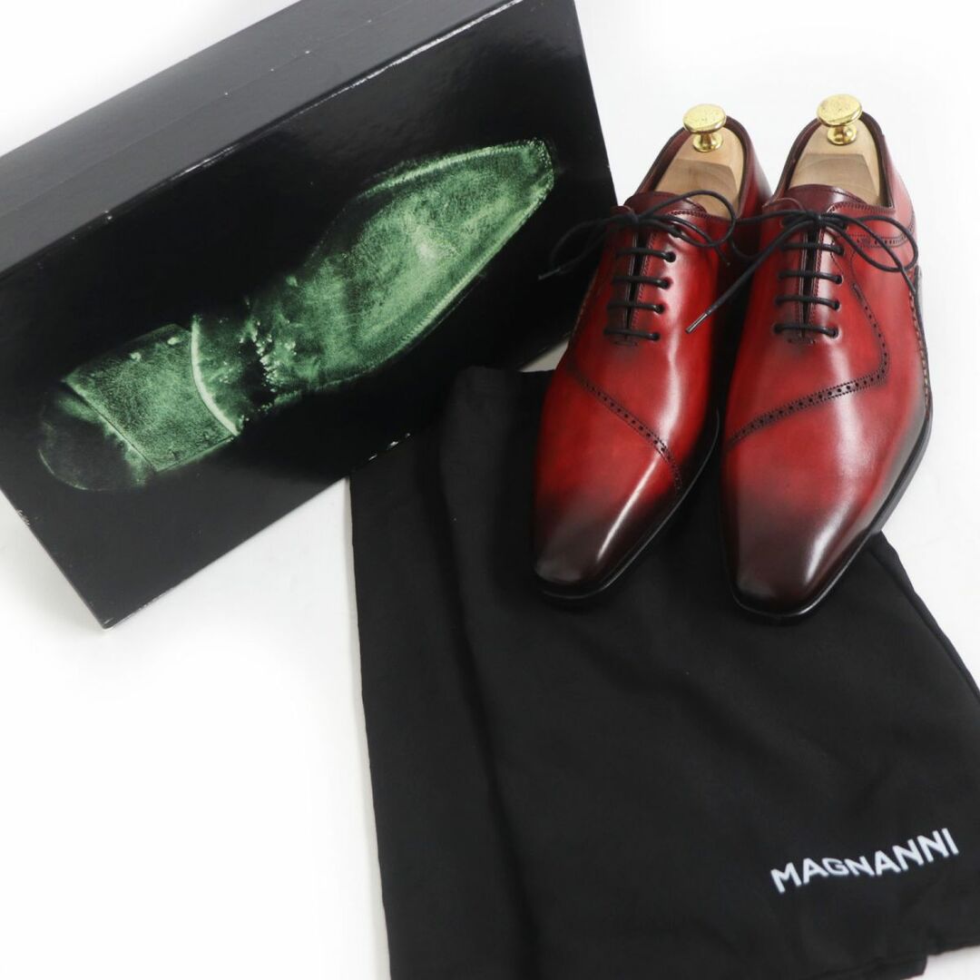 MAGNANNI(マグナーニ)の未使用品□MAGNANNI/マグナーニ オパンカ製法 パーフォレーション ホールカット レースアップ レザー ドレスシューズ レッド系 39 メンズ メンズの靴/シューズ(ドレス/ビジネス)の商品写真
