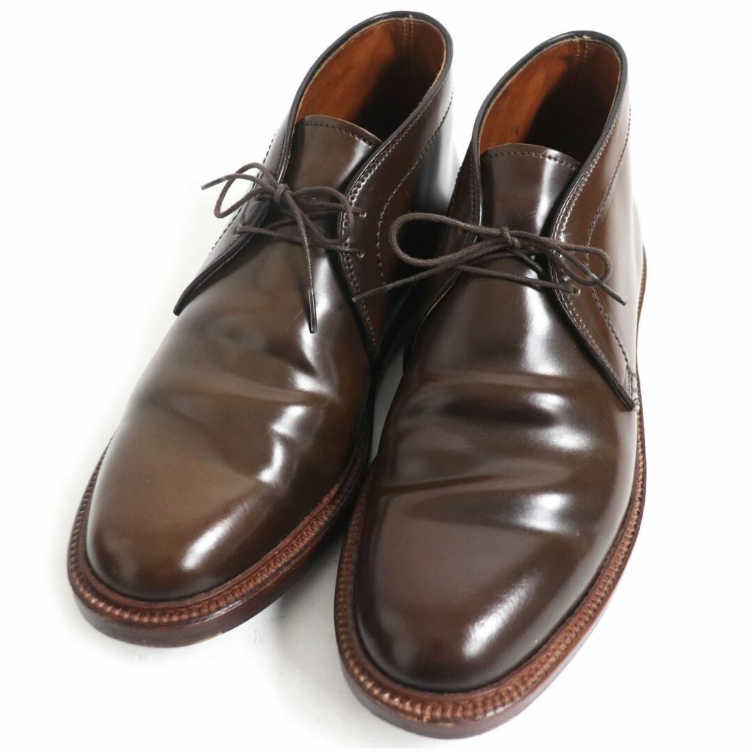 Alden(オールデン)の美品□Alden/オールデン 13132 シガーコードバン プレーントゥ レースアップ レザー チャッカーブーツ/アンクルブーツ 10 茶 USA製 箱付き メンズの靴/シューズ(ブーツ)の商品写真