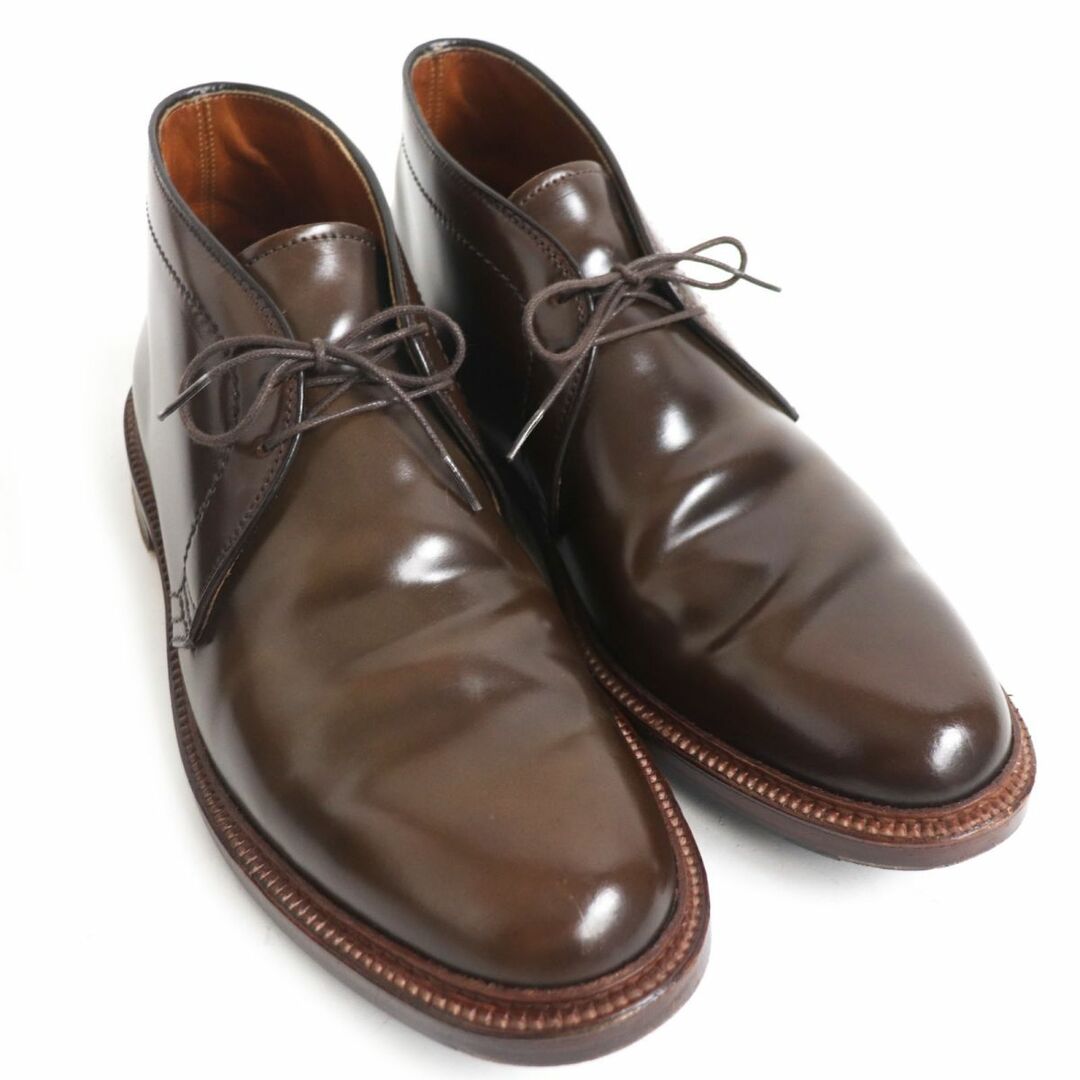 Alden(オールデン)の美品□Alden/オールデン 13132 シガーコードバン プレーントゥ レースアップ レザー チャッカーブーツ/アンクルブーツ 10 茶 USA製 箱付き メンズの靴/シューズ(ブーツ)の商品写真