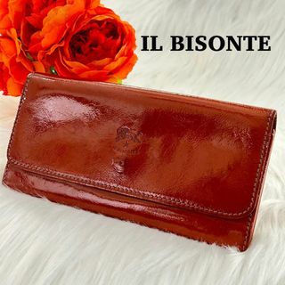 イルビゾンテ(IL BISONTE)の《希少》イルビゾンテ 長財布 ブラウン エナメル IL BISONTE 折り財布(財布)