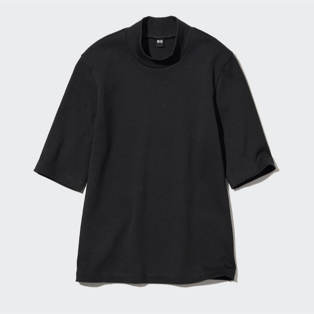 UNIQLO(ユニクロ)のUNIQLOハイネックT（五分袖） レディースのトップス(Tシャツ(半袖/袖なし))の商品写真