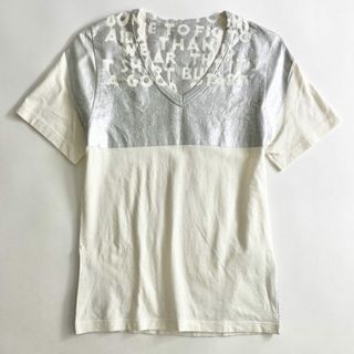 マルタンマルジェラ(Maison Martin Margiela)の51b25 Maison Margiela メゾンマルジェラ 英字プリント Tシャツ XS ホワイト シルバー カットソー TEE アルバニア製(Tシャツ/カットソー(半袖/袖なし))