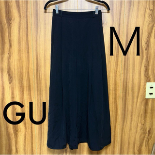 ジーユー(GU)のGU 黒 ワイドパンツ Ｍ ゆったり バギー ロングスカート風 カバー 美品(バギーパンツ)