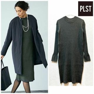 プラステ(PLST)の【美品】PLST(プラステ) アクリルナイロンポリボトルネックニットワンピース(ひざ丈ワンピース)