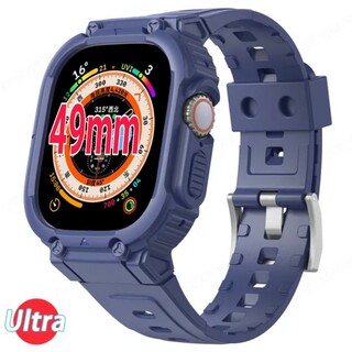 Apple Watch Ultra 保護一体型 ベルト 49mm ネイビー(その他)
