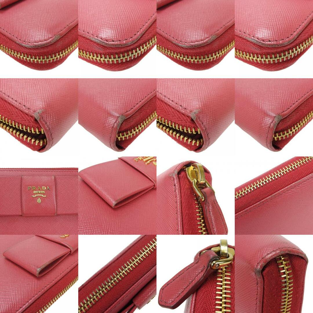 PRADA(プラダ)の【中古】 プラダ 長財布 サフィアーノ ピンク PEONIA ゴールド金具 ラウンドファスナー リボン レディース 女性 PRADA レディースのファッション小物(財布)の商品写真