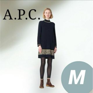 アーペーセー(A.P.C)のA.P.C. メタライズ ニットワンピース M(ひざ丈ワンピース)