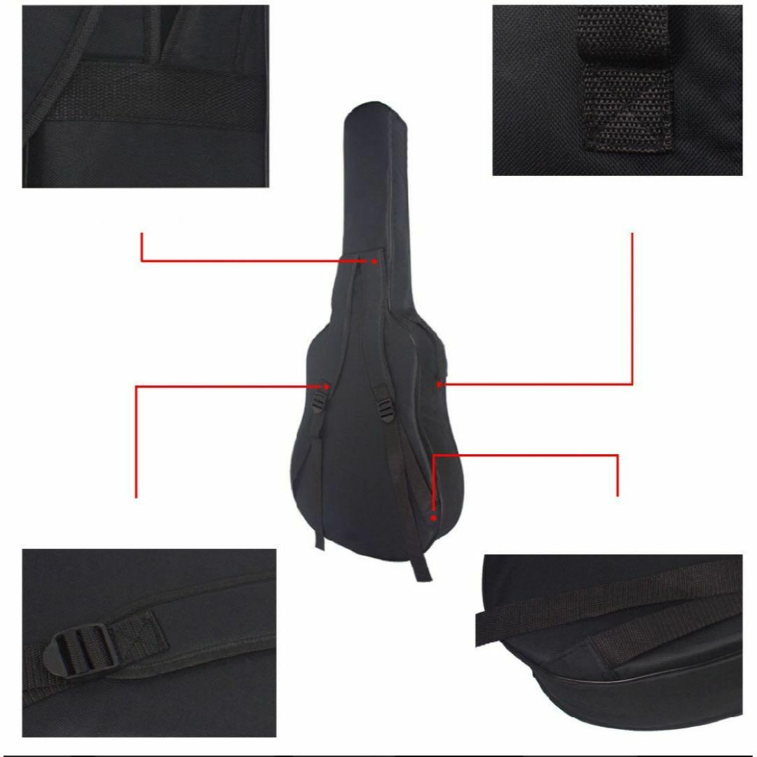 ギターケース　黒　ソフトバッグ　アコースティックギター肩掛け　ソフトギターケース 楽器のギター(ケース)の商品写真