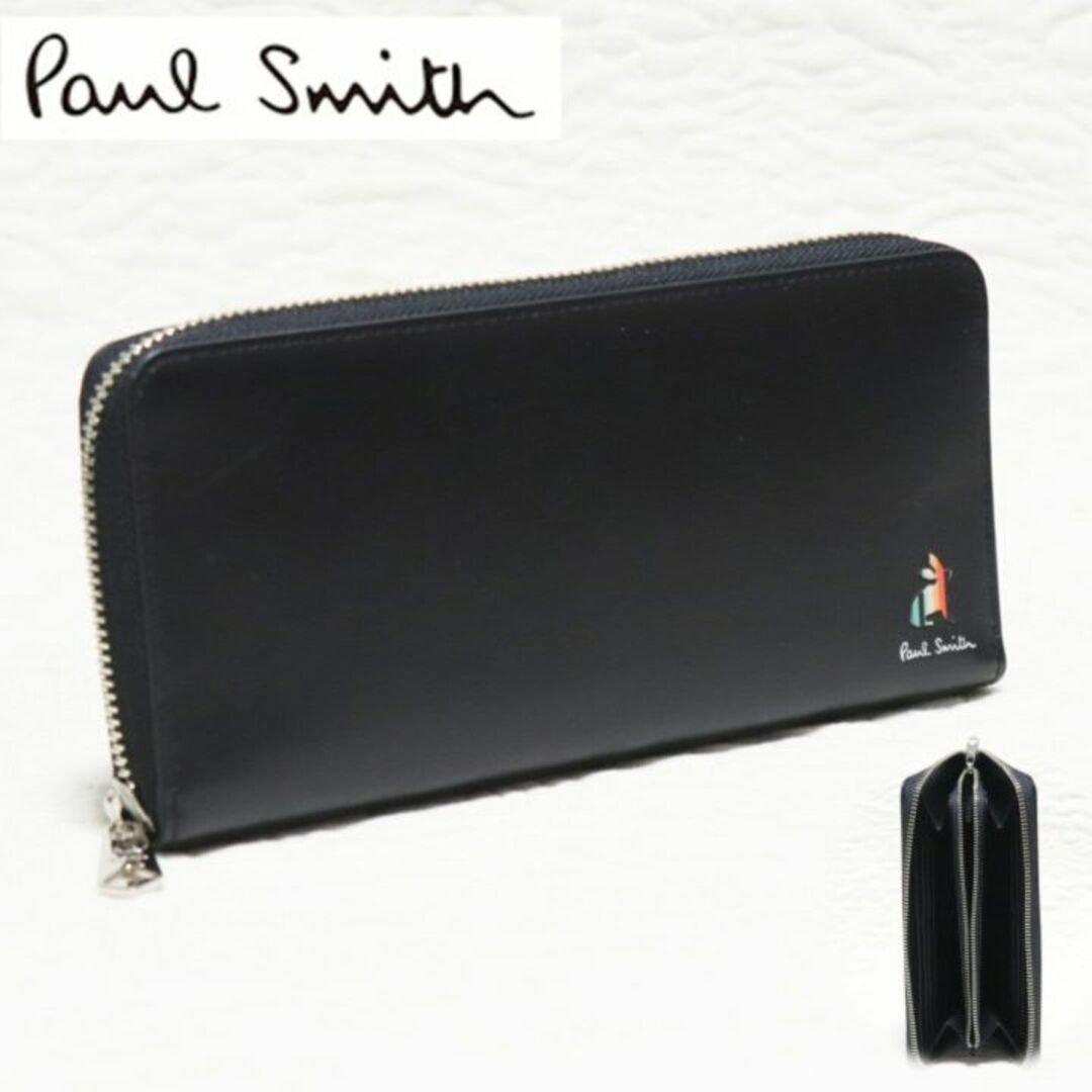 Paul Smith(ポールスミス)の新品箱付き【ポールスミス】ストライプラビット ラウンドファスナー長財布 黒 メンズのファッション小物(長財布)の商品写真