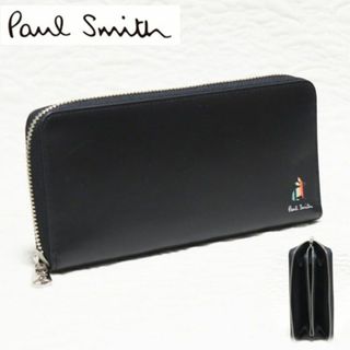 ポールスミス(Paul Smith)の新品箱付き【ポールスミス】ストライプラビット ラウンドファスナー長財布 黒(長財布)