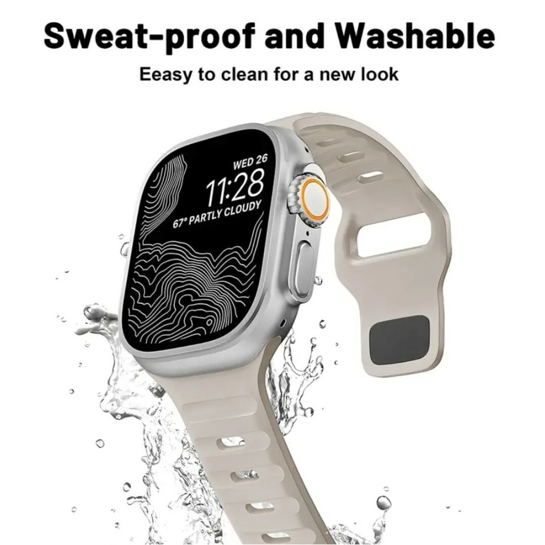 Apple Watch バンド ベルト ブラック 42/44/45/49mm メンズの時計(ラバーベルト)の商品写真