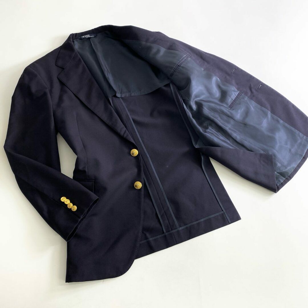 Ralph Lauren(ラルフローレン)の53b25 Polo Ralph Lauren ポロラルフローレン テーラードジャケット ブレザー 180 ネイビー 紺ブレ 金ボタン 日本製 スーツ メンズのジャケット/アウター(テーラードジャケット)の商品写真