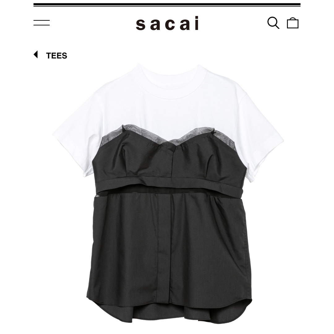 sacai(サカイ)のsacai サカイ コットン ポプリン Tシャツ 未使用 レディースのトップス(Tシャツ(半袖/袖なし))の商品写真