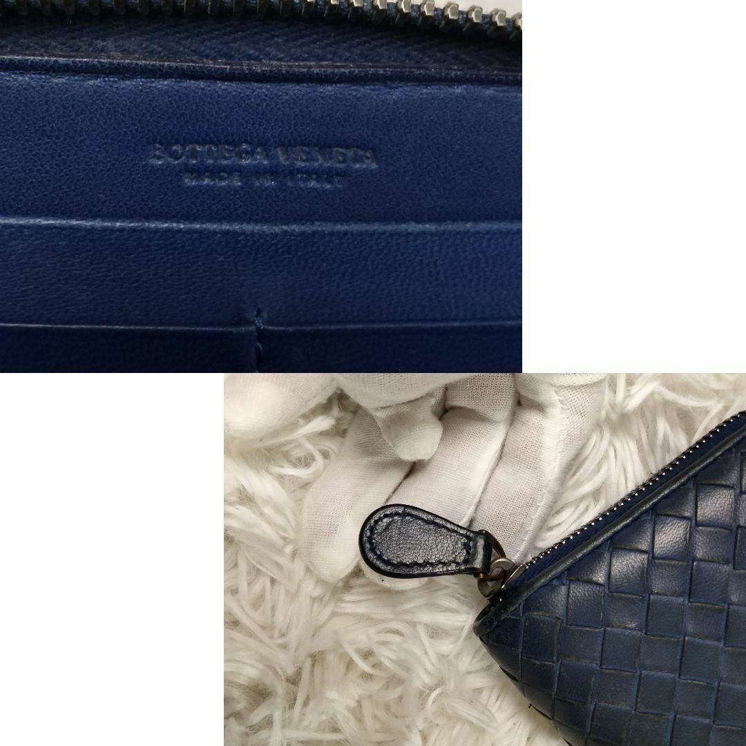 Bottega Veneta(ボッテガヴェネタ)の良品 ボッテガヴェネタ イントレチャート 長財布 ラウンドファスナー ネイビー メンズのファッション小物(長財布)の商品写真