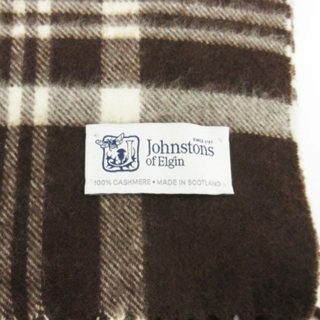 ジョンストンズオブエルガン カシミヤ100％ 大判マフラー チェック ■GY17 メンズのファッション小物(マフラー)の商品写真