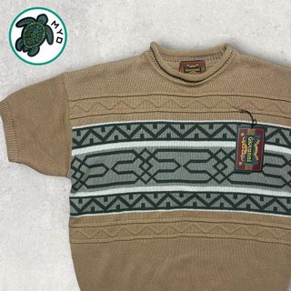 ヴィンテージ(VINTAGE)の半袖 立体 柄 Tシャツ アクリル コットン タグ付き レトロ 古着 ベージュ(Tシャツ/カットソー(半袖/袖なし))