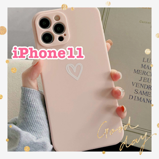 【iPhone11】iPhoneケース ピンク ハート 手書き シンプル 人気(iPhoneケース)