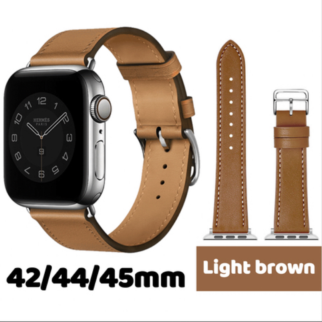 Apple Watch(アップルウォッチ)のApple Watch  バンド 合皮 42/44/45mm  ライトブラウン メンズの時計(レザーベルト)の商品写真