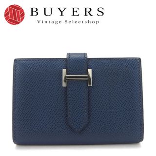 エルメス(Hermes)の【中古】 エルメス 二つ折り財布 ベアンミニ ヴォーエプソン ネイビー ブルードプリュス シルバー金具 コンパクトウォレット □L刻印 HERMES(財布)