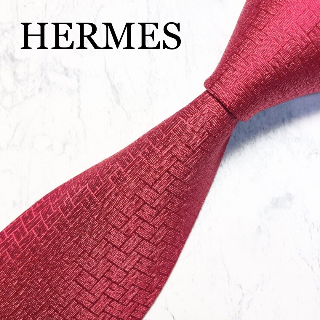 Hermes(エルメス)のHERMES ネクタイ　H柄　レッド メンズのファッション小物(ネクタイ)の商品写真